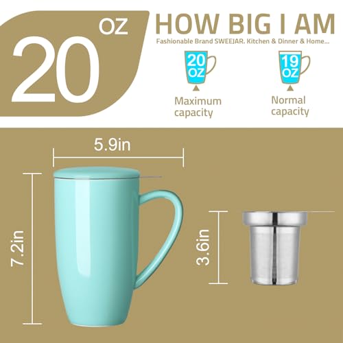 Sweejar Porcelain Tea Infuser Mug with Lid