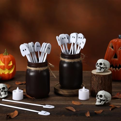 30 Pcs Halloween Swizzle Sticks Cocktail Ghost Fall Stirrers