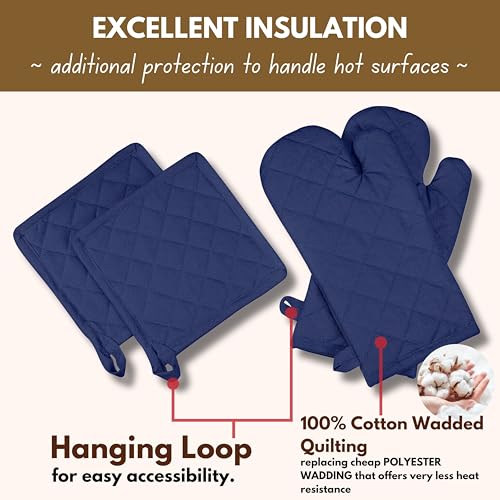 4 Piece Set 2 Oven Mitts & 2 Potholders (4 Count)
