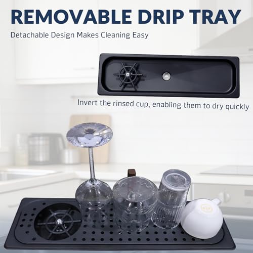 Pitcher Rinser Glass Rinser Cup Washe Stainless Steel Cup Washer with Drain Drip Tray Hose for Home Kitchen