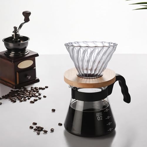 Glass Pour Over Coffee Dripper with Bamboo Stand