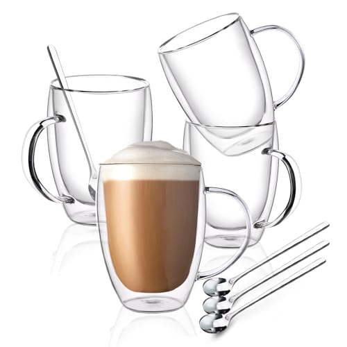 Double Wall Glass Coffee Mugs (4 Count)