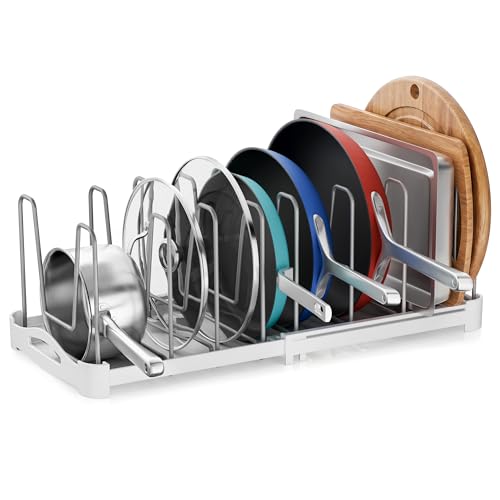 Adjustable Bakeware Organizer Pot Lid Holder Rack for Pots (2 Count)