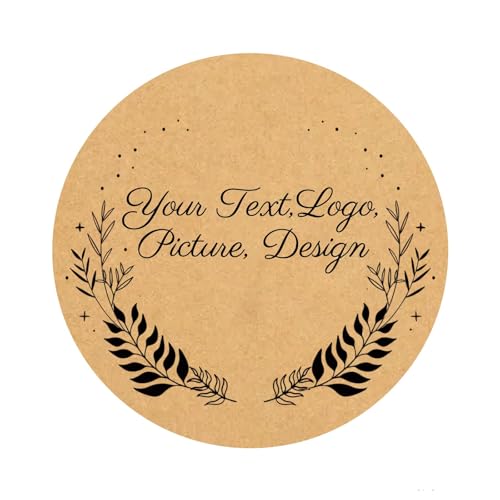 Custom Stickers Round Kraft Paper Labels Personalized with Texts (100 Count)