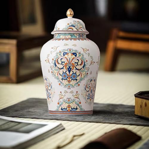 12 inches flowers Ginger Jar with Lid Chinese Decorative Ceramic
