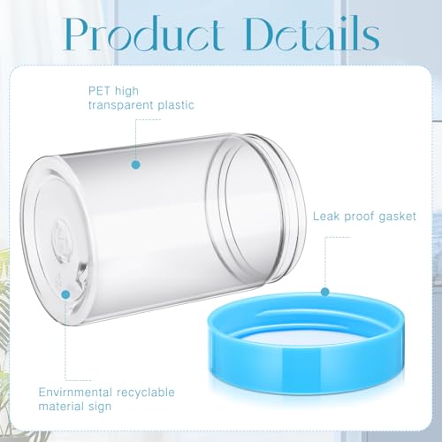 4 Pcs Plastic Jars Wide Mouth with Lids (4 Count)