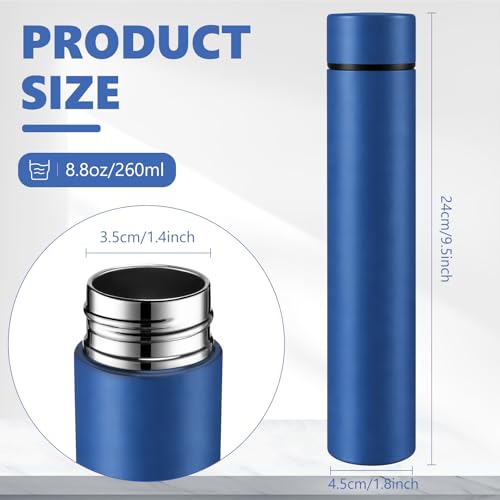 2 Pack Dark Blue Slim Stainless Steel Water Bottle 8.8 oz (2 Count)
