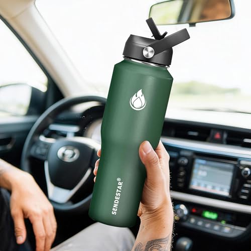 Water Bottle Wide Mouth Stainless Steel Vacuum Insulated Double Wall Keep Liquids Cold or Hot All Day