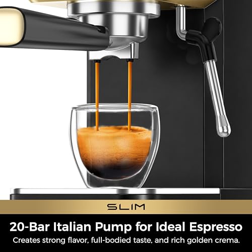 Slim Espresso Machine with Milk Frother for Home Latte