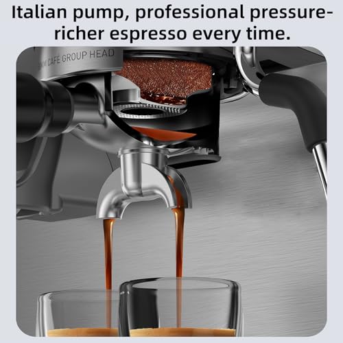 2026 Upgrade) 15 Bar Espresso Machine with Built-in Anti-Clog Coffee Grinder, Expresso Coffee Machines with Milk Steam Wand/Frother/Tamping Tools,Espresso Maker with Grinder for Lattes-Almond
