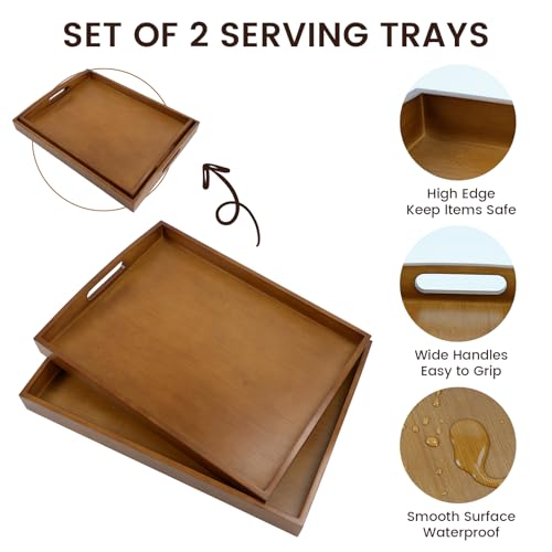 Bamboo Serving Tray with Handles (2 Count)