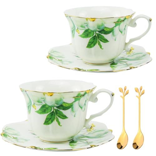 Country Roses Bone China Tea Cup and Saucer Set (6 Count)