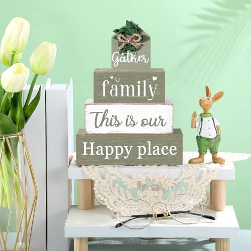 4 Pcs Farmhouse Table Decoration Rustic Sign Block (4 Count)