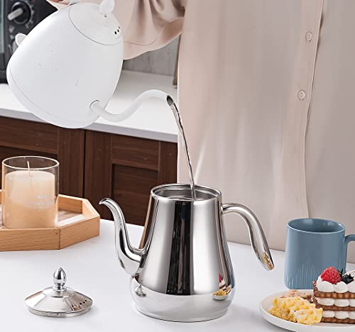 Stainless Steel Teapot with strainer Tea Pot With Removable Infuser or filter for Loose Leaf and Tea Bags cold water Pitcher Tea Maker Dishwasher Safe