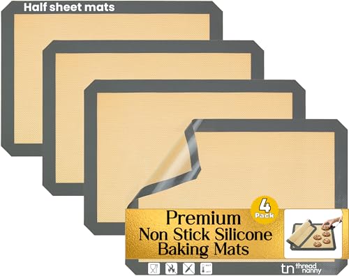 Silicone Baking Mats Half Sheet Non Stick for Oven Reusable 4 Pack (4 Count)