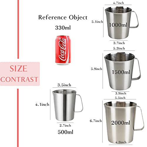 Stainless Steel Measuring Cup Pitcher with Marking with Handle for Milk Froth Latte Art