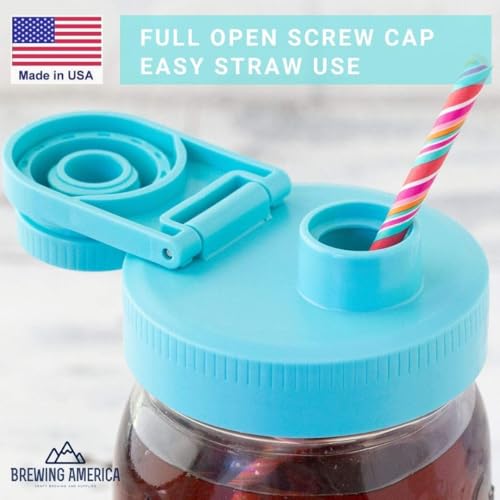 Mason Jar Drinking Cup Pint and Half Drinking Lid and Azure 24oz Jar