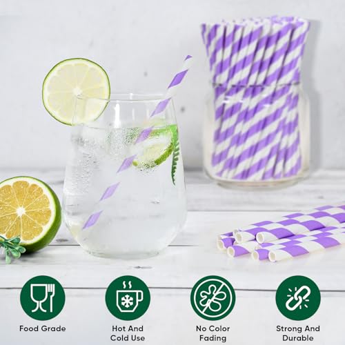 Small Purple Paper Cocktail Straws (500 Count)