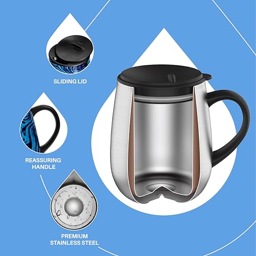 16 oz Insulated Coffee Mug with Handle and Lid