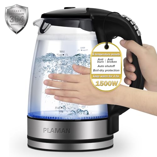 Cool Touch Electric Kettle with 6 Temp Presets for Tea