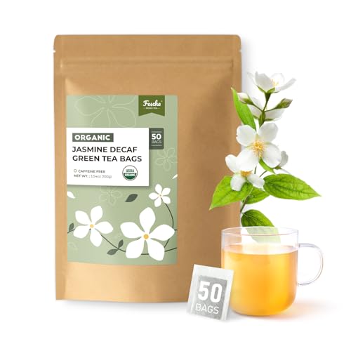 Organic Decaf Jasmine Green Tea Bags Flower (50 Count)