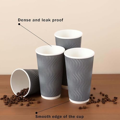 50 Pack 20 oz Coffee Cups Disposable Insulated Paper Cup Gray (50 Count)