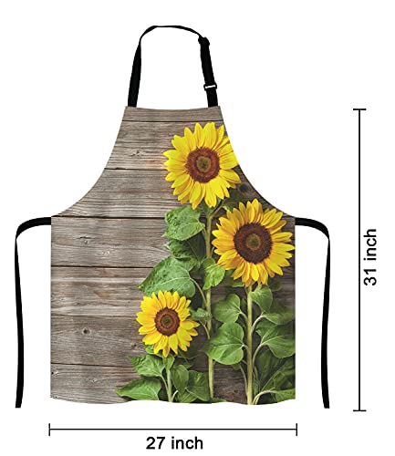 Sunflowers on Wooden Board Apron for Women and Men