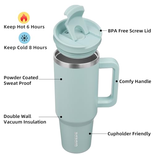 40 oz Insulated Tumbler with Handle & Straw