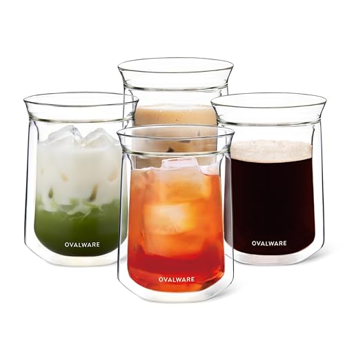 Double Wall Single Lip Insulated Glass Cup (4 Count)