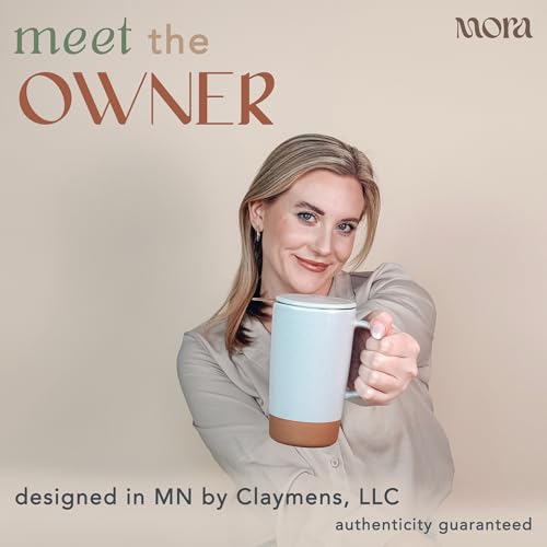 Mora Ceramics Large Tea Mug with Loose Leaf Infuser and Ceramic Lid