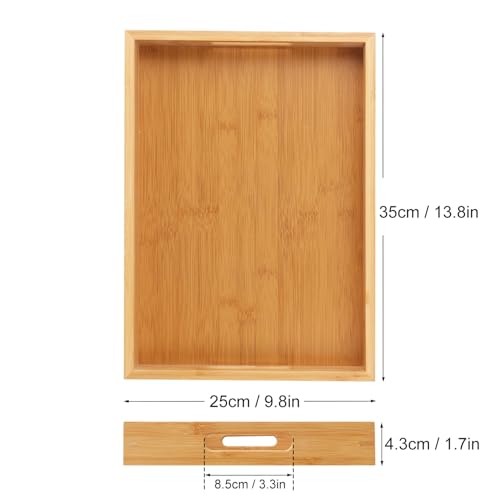 2 Pack Large Bamboo Serving Tray with Handles (2 Count)