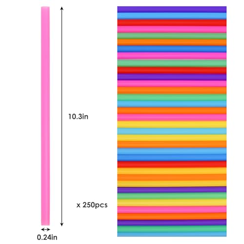 10.3" Disposable Plastic Drinking Straws (250 Count)