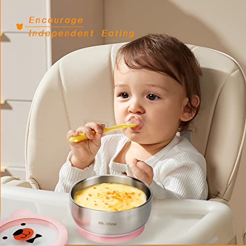 Food Grade Stainless Steel Baby Bowls with Leakproof Tempered Glass Lid