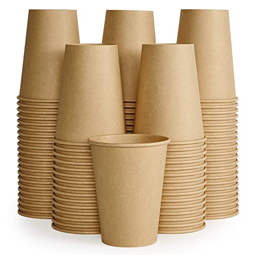 100 Pack 12 oz Kraft Paper Coffee Cups