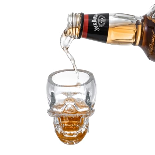 Set of 6 Skull Shot Glasses 2.8 Oz Clear 3D Design (6 Count)