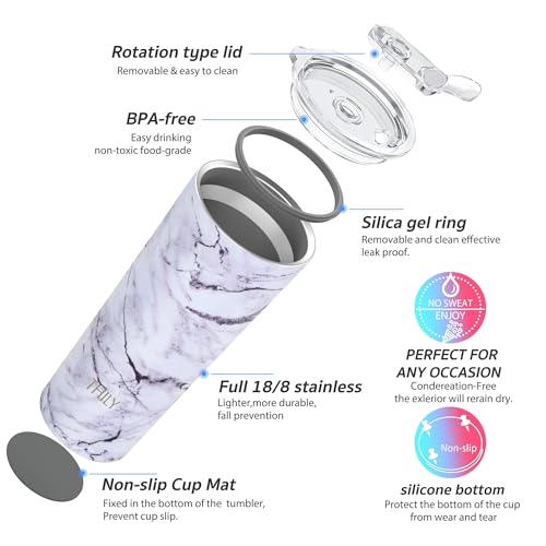 Stainless Steel Vacuum Insulated Tumbler Travel Mug 26 oz Coffee Cup with 2 Lids and Straws