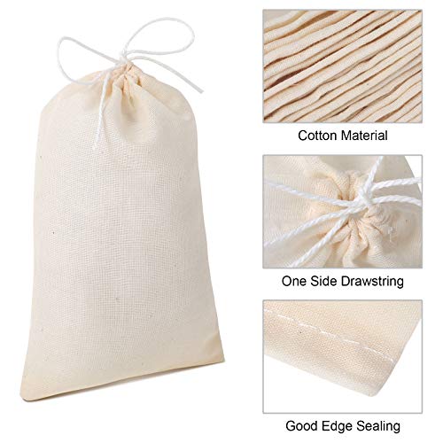 50 Pcs Cheese Cloth Tea Bags 4 x 6 Inch for Straining Reusable Tea Filter Loose Empty Soup Spice Bags for Cooking Cold Brew Coffee Muslin Strainer