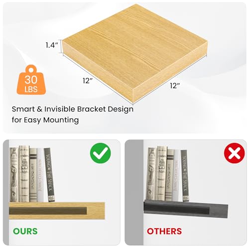 Square Floating Shelves for Wall (3 Count)