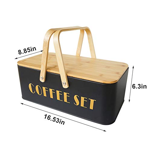 Pour Over Coffee Maker Set Coffee Kettle Scale Ceramic Server Ceramic Dripping Cup Bean Grinder Filter Paper Ceramic Cup ALL in 1 Portable Metal Box for Traveling (5 Count)