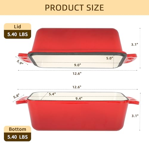 9x5 Enameled Cast Iron Loaf Pan with Lid
