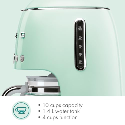 50's Retro Style Aesthetic Drip Coffee Machine with 10 Cup Glass Carafe
