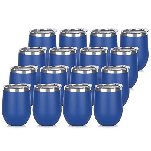 Stainless Steel Wine Tumbler Bulk with Lid (16 Count)