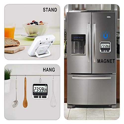 4-in-1 Digital Timer with Count Up/Down, Clock & Alarm, Ring & Silent Modes