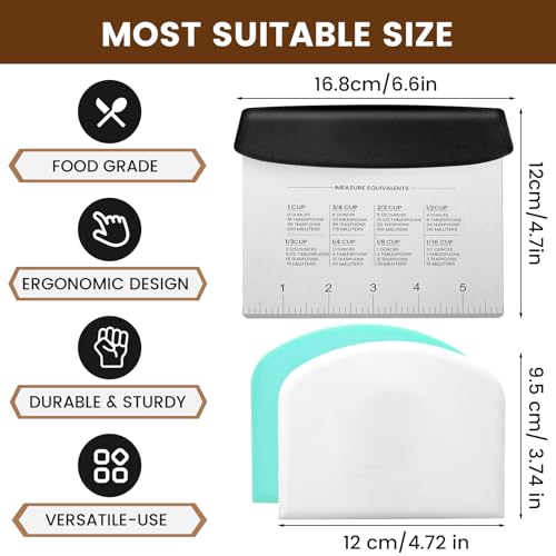 Dough Scraper Set with 2 Flexible Bowl Scrapers