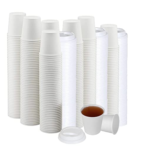 White Disposable Paper Coffee Cups with Lids (100 Count)