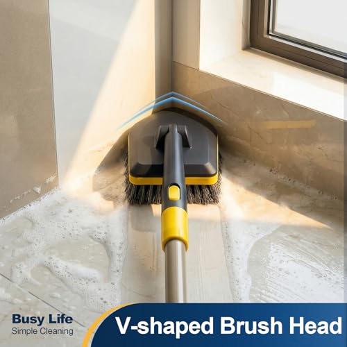 Tub Tile Scrubber Brush 2 in 1 Cleaning Brush 4*Scouring Pads 58.2"