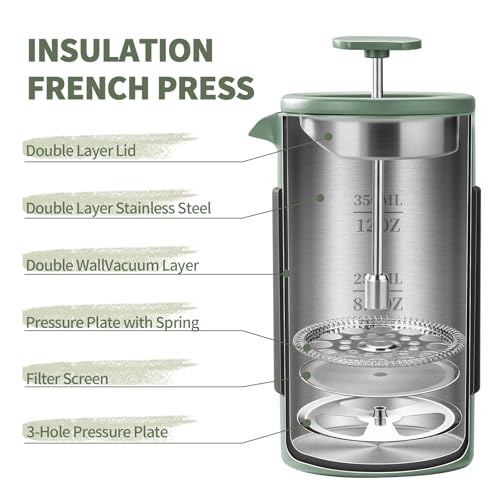French Press 350ml Stainless Steel Coffee Press