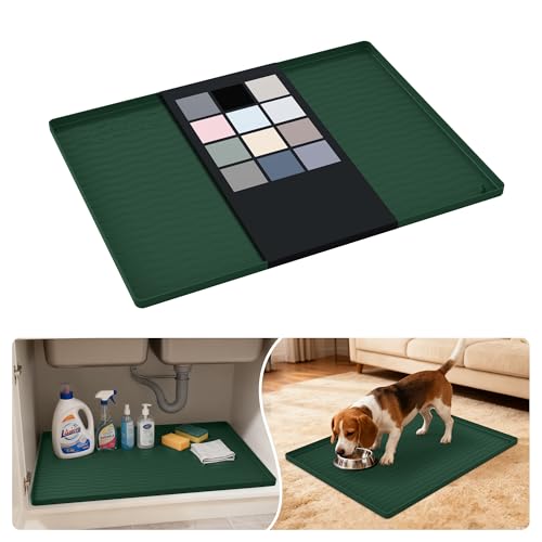Waterproof Silicone Under Sink Mat 25'' x 19'' Shelf Liner for Kitchen and Bathroom