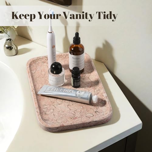 Marble Tray 12"x8" Natural Marble Vanity Tray for Countertop Bathroom Kitchen Dresser