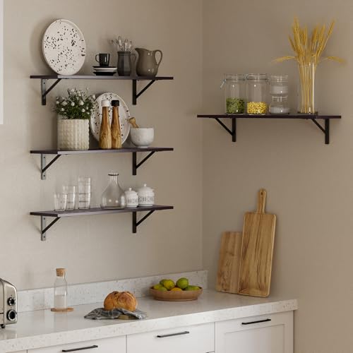 Wall Shelves 23.6" Long Floating Shelves with Metal Brackets (2 Count)